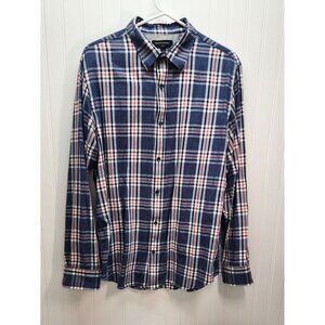 Banana Republic Mens Blue & Red Plaid Button-Down Shirt Long Sleeve Size L